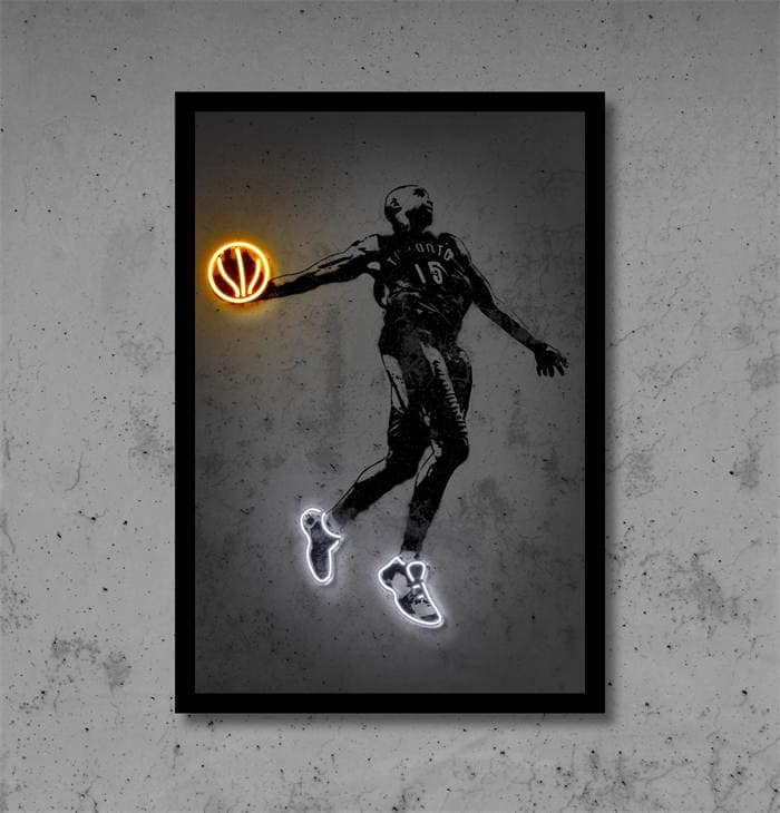 Poster Basketballspieler mit Neon Ball als Deko Print ohne Rahmen