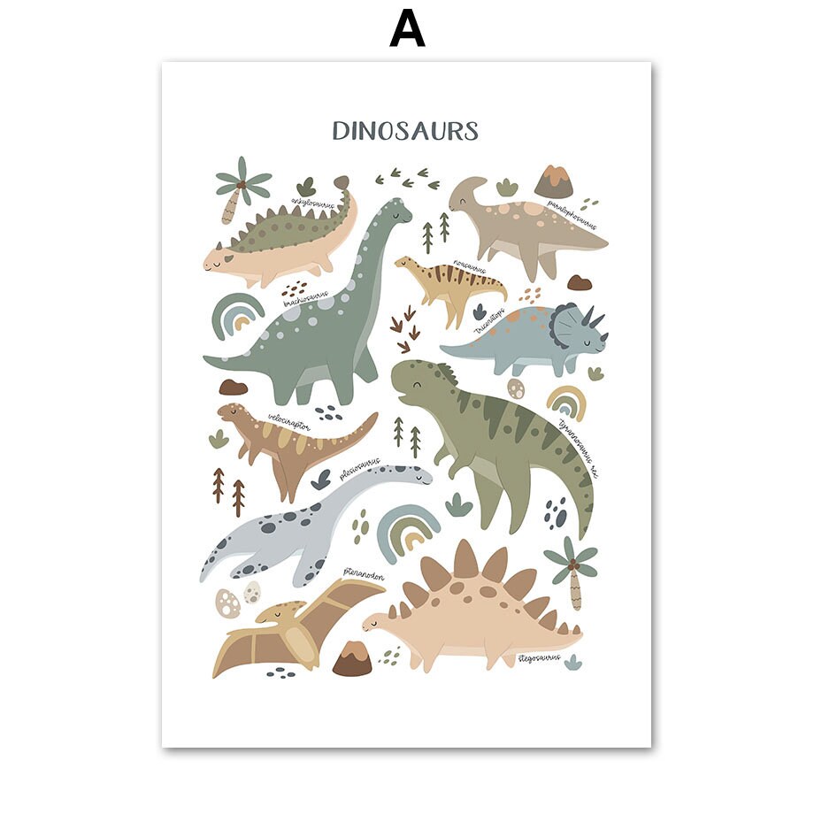 Poster Kinderzimmer Dinosaurier Alphabet I  Kinderzimmer Bilder I Wand Deko I Kunst Druck I Deko Print I ohne Rahmen