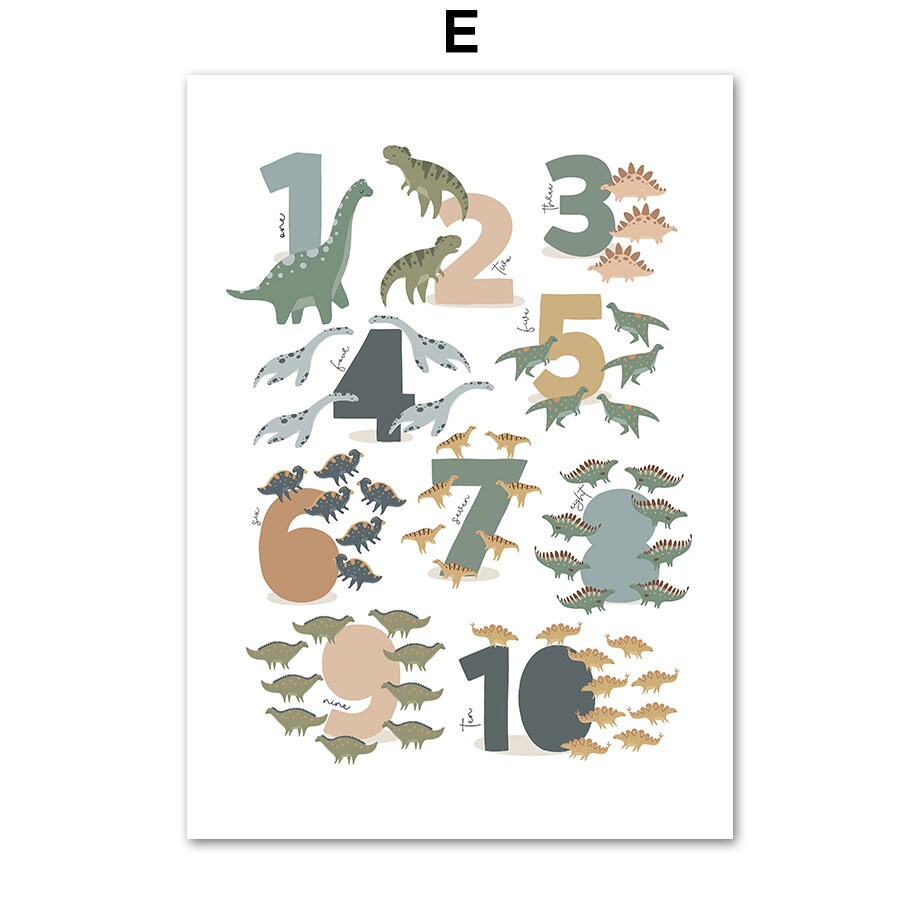Poster Kinderzimmer Dinosaurier Alphabet I  Kinderzimmer Bilder I Wand Deko I Kunst Druck I Deko Print I ohne Rahmen